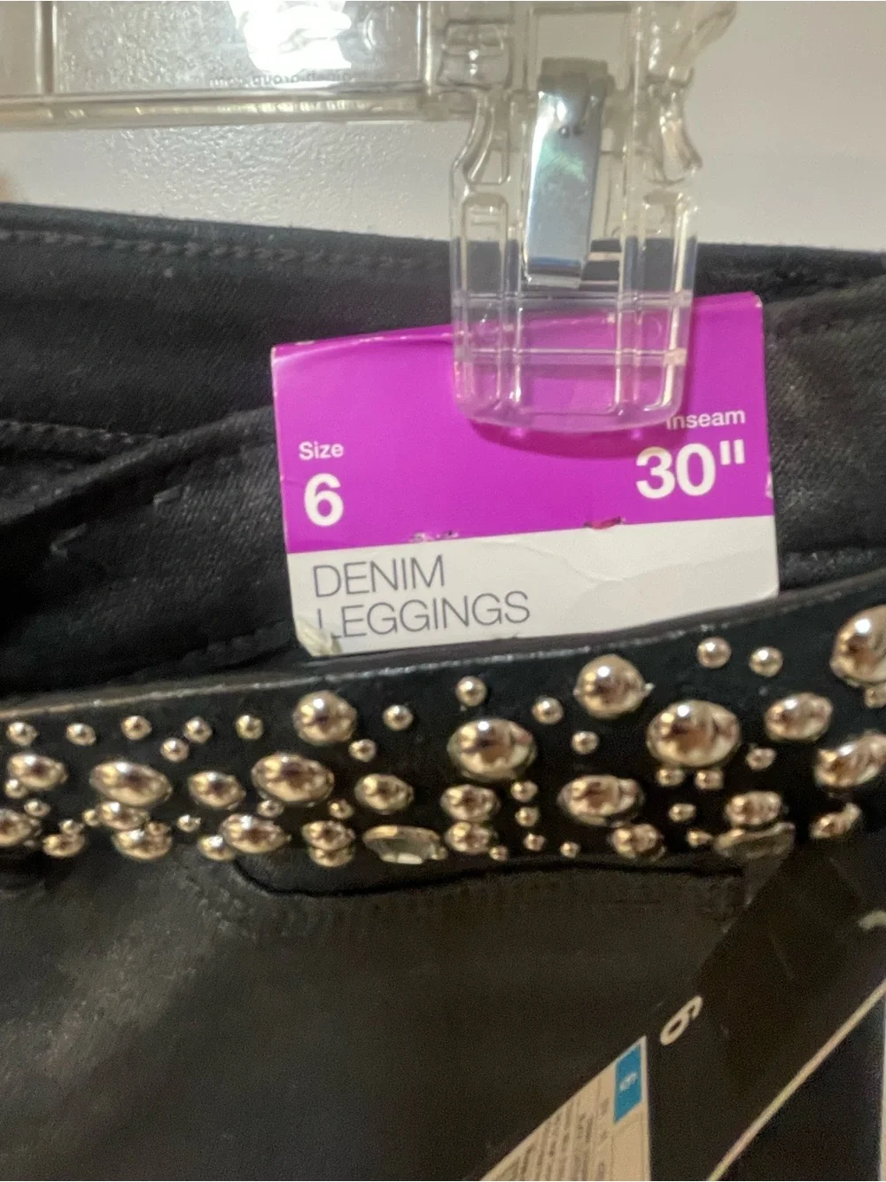 MOSSIMO Black Denim Legging Women's Size 6, NEW!